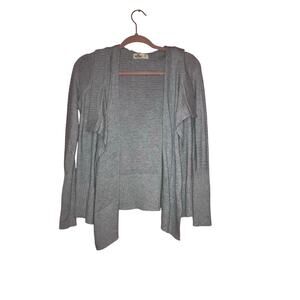 Hollister Hooded Open Front Knit Cardigan Gray Waterfall Sweater Size Small
